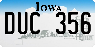 IA license plate DUC356