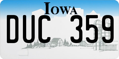 IA license plate DUC359