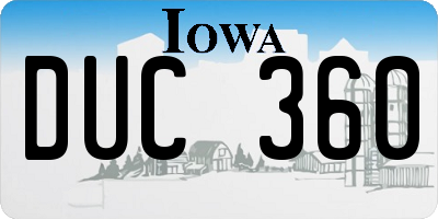IA license plate DUC360