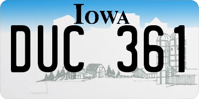 IA license plate DUC361