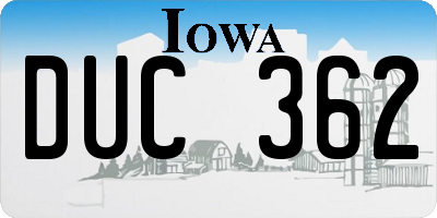 IA license plate DUC362
