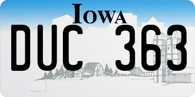 IA license plate DUC363