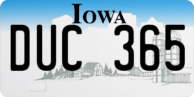 IA license plate DUC365