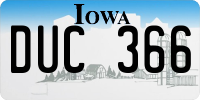 IA license plate DUC366