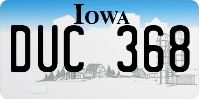 IA license plate DUC368