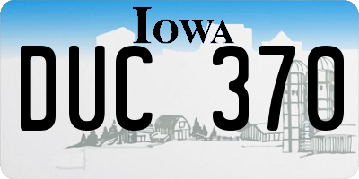 IA license plate DUC370