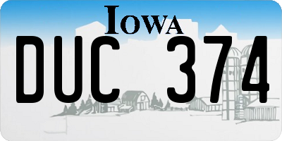IA license plate DUC374