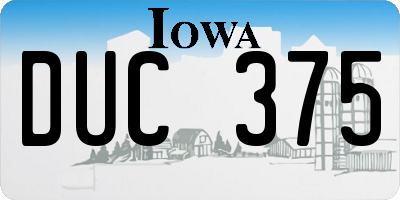 IA license plate DUC375