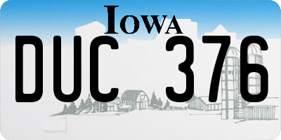 IA license plate DUC376