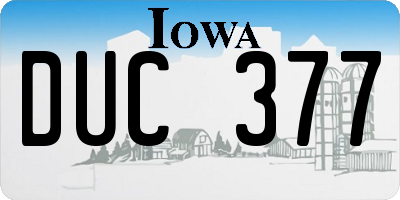 IA license plate DUC377