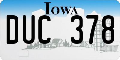 IA license plate DUC378