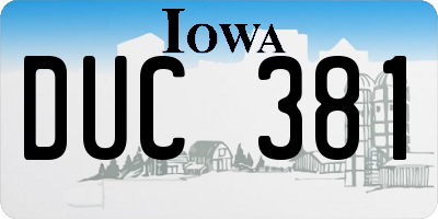 IA license plate DUC381