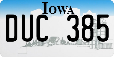 IA license plate DUC385