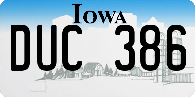 IA license plate DUC386