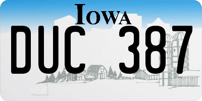 IA license plate DUC387