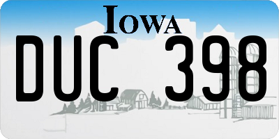 IA license plate DUC398