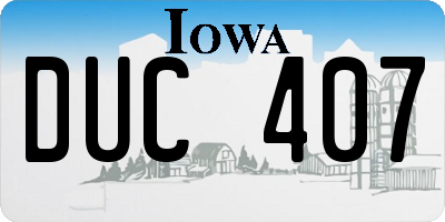 IA license plate DUC407