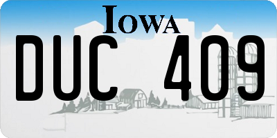 IA license plate DUC409
