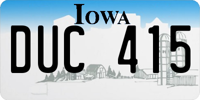 IA license plate DUC415