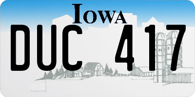 IA license plate DUC417