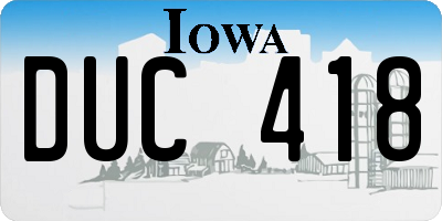 IA license plate DUC418