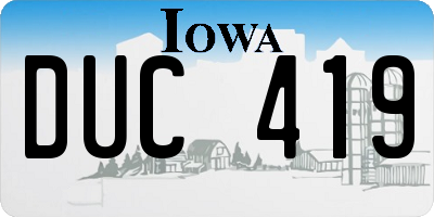 IA license plate DUC419
