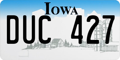 IA license plate DUC427