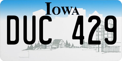 IA license plate DUC429