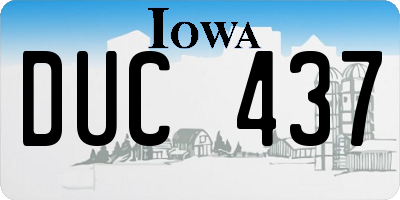 IA license plate DUC437