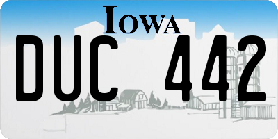 IA license plate DUC442
