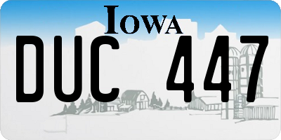 IA license plate DUC447