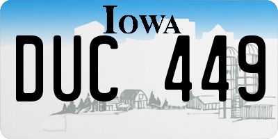 IA license plate DUC449