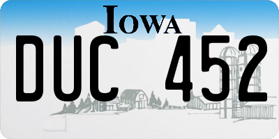 IA license plate DUC452