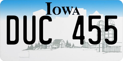 IA license plate DUC455