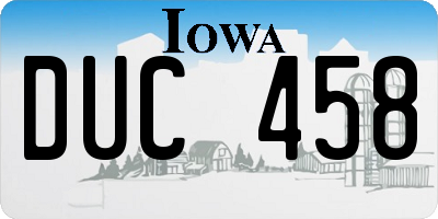 IA license plate DUC458