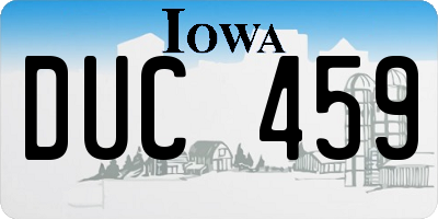 IA license plate DUC459