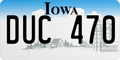 IA license plate DUC470
