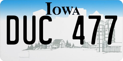 IA license plate DUC477