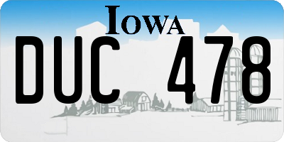IA license plate DUC478