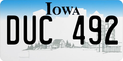 IA license plate DUC492