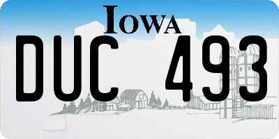 IA license plate DUC493