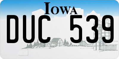 IA license plate DUC539