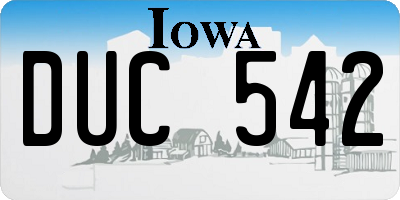 IA license plate DUC542