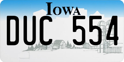 IA license plate DUC554