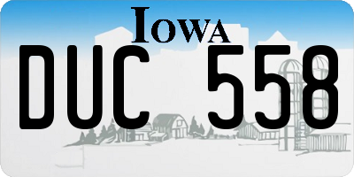 IA license plate DUC558