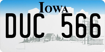 IA license plate DUC566