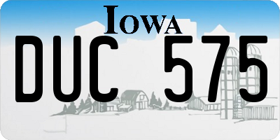 IA license plate DUC575