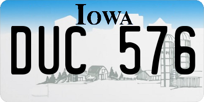 IA license plate DUC576
