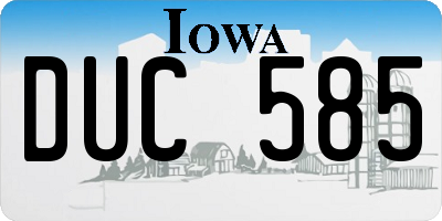 IA license plate DUC585