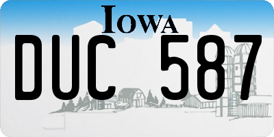 IA license plate DUC587